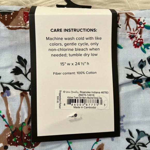 {Vera Bradley} Apron & Kitchen Towel Bundle in Merry Mischief Snow Day - NWT - Picture 7 of 7